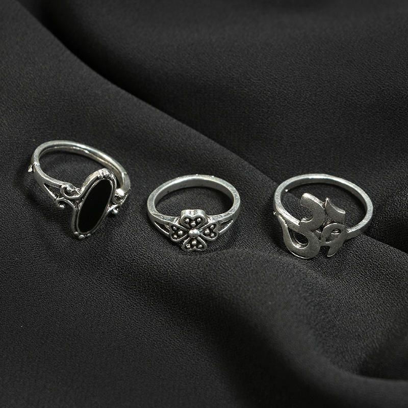 10-teiliges Böhmisches Statement-ring-set Vintage-krone Stern Mond Blume Knöchelringe Für Frauen