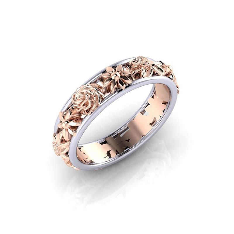 Art-und Weisedoppelt-farben-blumen-finger-ring-runde Form-rosen-goldfrauen-ring-schmucksachen