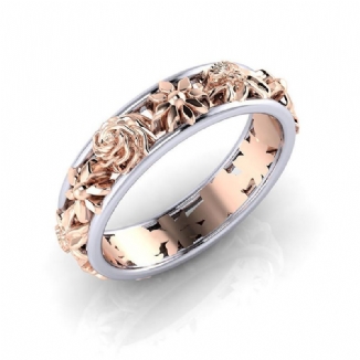 Art-und Weisedoppelt-farben-blumen-finger-ring-runde Form-rosen-goldfrauen-ring-schmucksachen