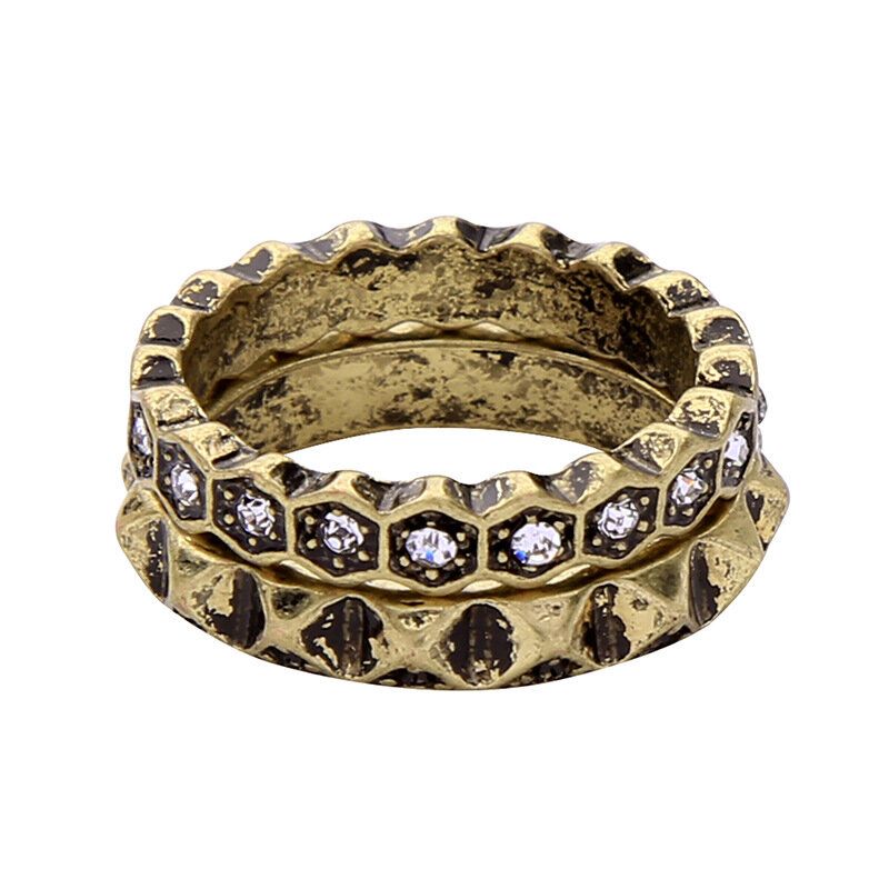 Double Layer Strass Fingerring African Bronze Frauen Ring Für Geschenk