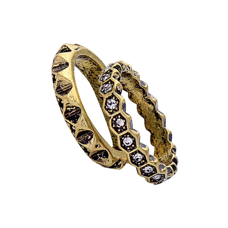 Double Layer Strass Fingerring African Bronze Frauen Ring Für Geschenk