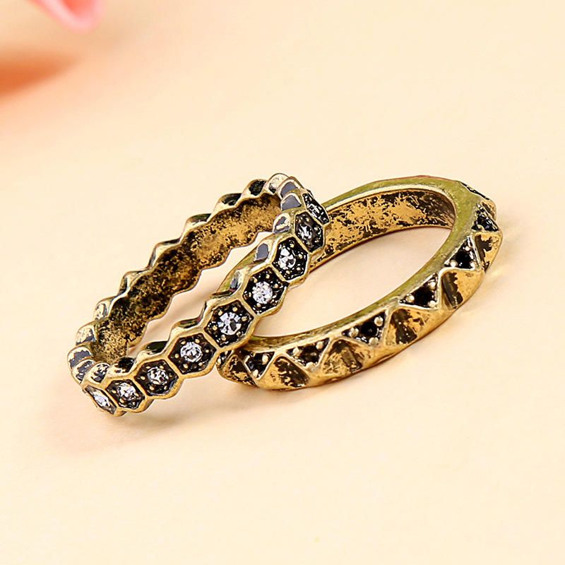 Double Layer Strass Fingerring African Bronze Frauen Ring Für Geschenk