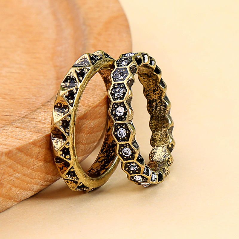 Double Layer Strass Fingerring African Bronze Frauen Ring Für Geschenk