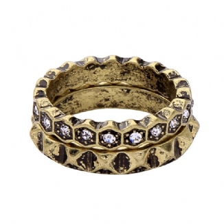 Double Layer Strass Fingerring African Bronze Frauen Ring Für Geschenk