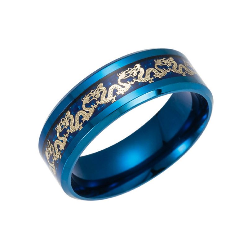 Ethnischer Chinesischer Drache-muster-fingerring Retro-titanstahl-fingerringe Mode Jewerly Für Männer