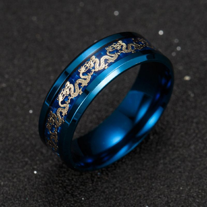 Ethnischer Chinesischer Drache-muster-fingerring Retro-titanstahl-fingerringe Mode Jewerly Für Männer