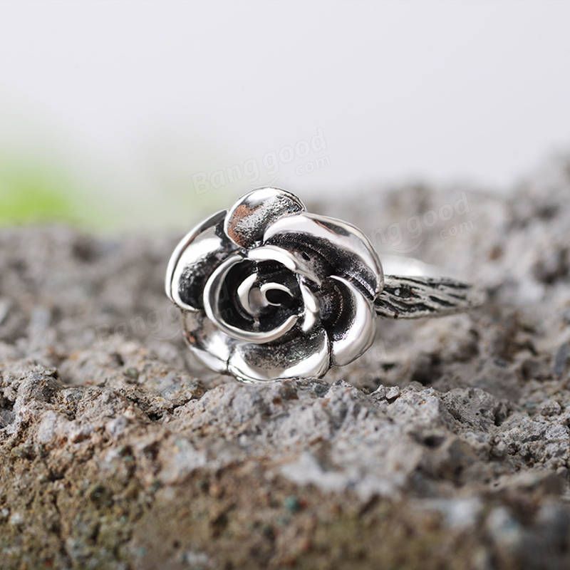 Fingerringe Mit Süßer Blume Antik-silber Eleganter Geschnitzter Rosenblumenring Süßer Schmuck Für Mädchen Und Frauen