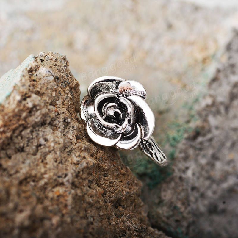 Fingerringe Mit Süßer Blume Antik-silber Eleganter Geschnitzter Rosenblumenring Süßer Schmuck Für Mädchen Und Frauen