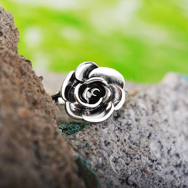 Fingerringe Mit Süßer Blume Antik-silber Eleganter Geschnitzter Rosenblumenring Süßer Schmuck Für Mädchen Und Frauen