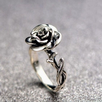 Fingerringe Mit Süßer Blume Antik-silber Eleganter Geschnitzter Rosenblumenring Süßer Schmuck Für Mädchen Und Frauen