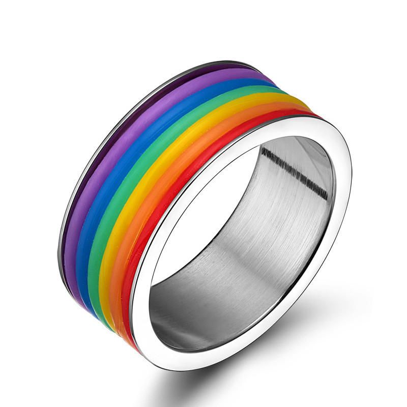 Mode Edelstahl Fingerring Regenbogen Silikon Ring Für Frauen Männer Lgbt Band Unisex Schmuck