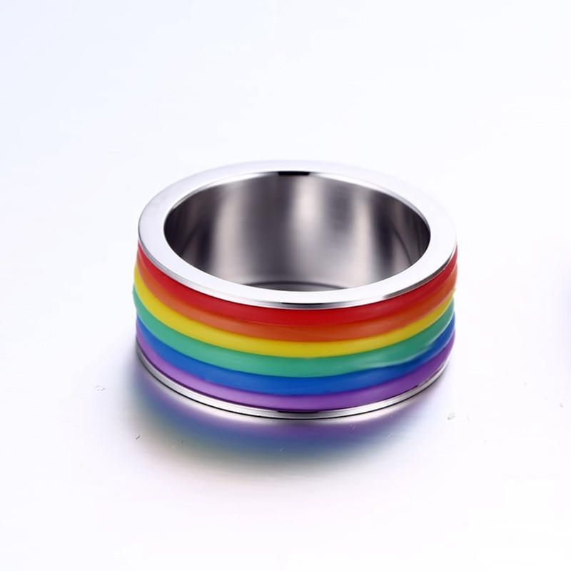 Mode Edelstahl Fingerring Regenbogen Silikon Ring Für Frauen Männer Lgbt Band Unisex Schmuck