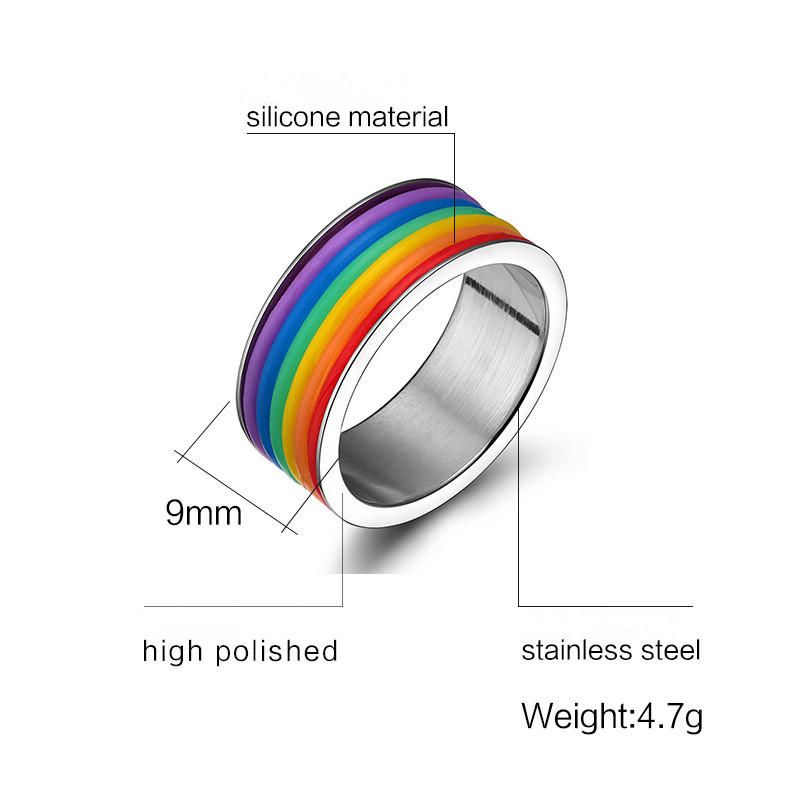 Mode Edelstahl Fingerring Regenbogen Silikon Ring Für Frauen Männer Lgbt Band Unisex Schmuck