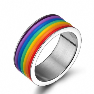 Mode Edelstahl Fingerring Regenbogen Silikon Ring Für Frauen Männer Lgbt Band Unisex Schmuck