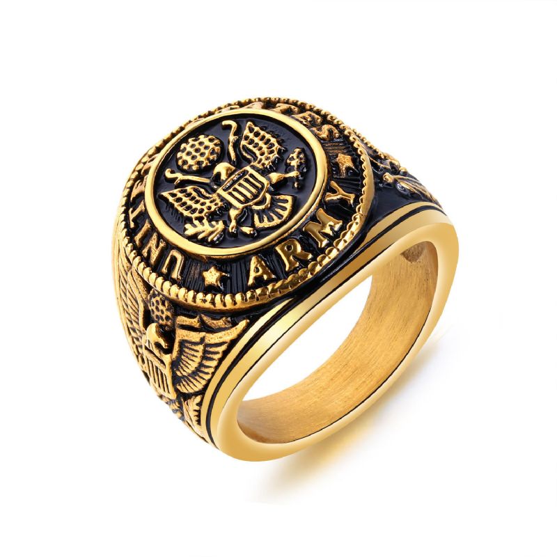 Personality Retro Slab Eagle Ring Aus Titanstahl