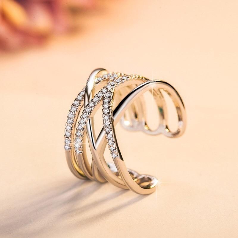 Stapelbarer Twining Clear CZ Ring Schillernde Zirkonia-verlobungs-fingerringe Für Frauen