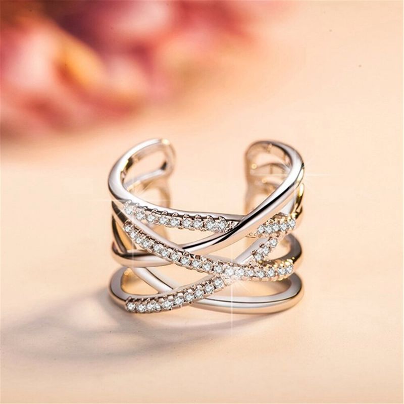 Stapelbarer Twining Clear CZ Ring Schillernde Zirkonia-verlobungs-fingerringe Für Frauen