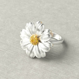 Trendy Chrysanthemum Kleine Gänseblümchen-blumen-frauen-ringe Wilder Kleiner Frischer Diamant-fassungs-schmuck