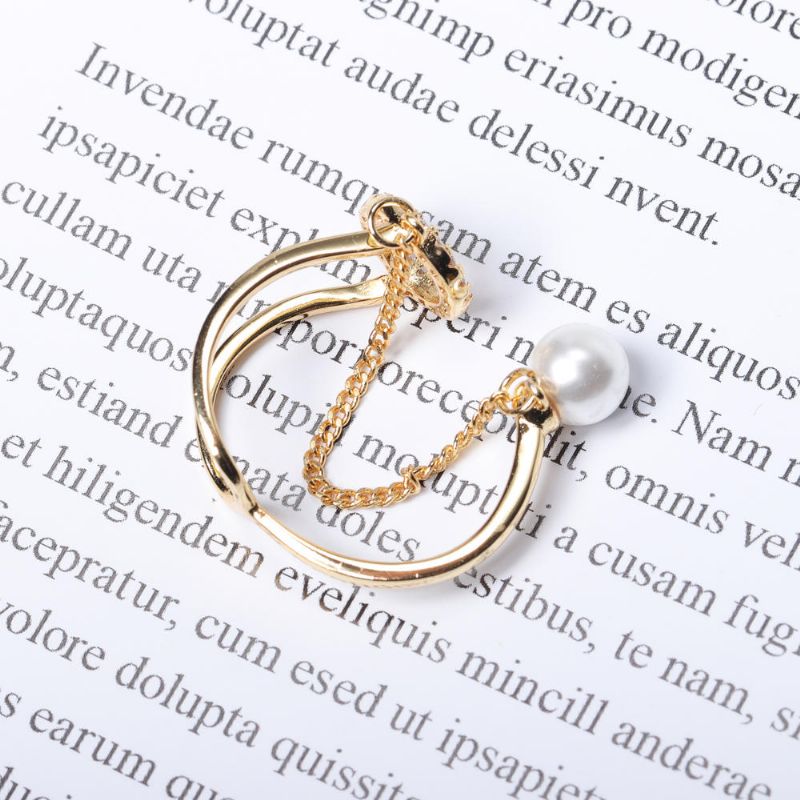 Trendy Open End Ring 18 Karat Vergoldeter Zirkonia-runder Perlenring Für Frauen