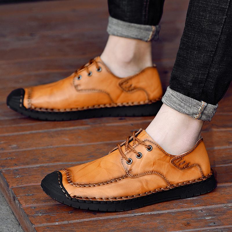 Anti-kollisions-zehen-casual-business-oxfords Aus Echtem Leder