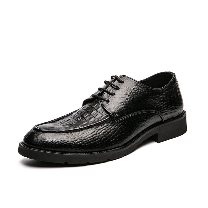 Atmungsaktive Herren-mikrofaser Mit Weicher Sohle Krokoprägung Retro Spitzer Zeh Lässige Business-schuhe