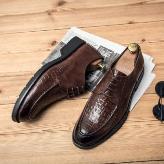 Atmungsaktive Herren-mikrofaser Mit Weicher Sohle Krokoprägung Retro Spitzer Zeh Lässige Business-schuhe