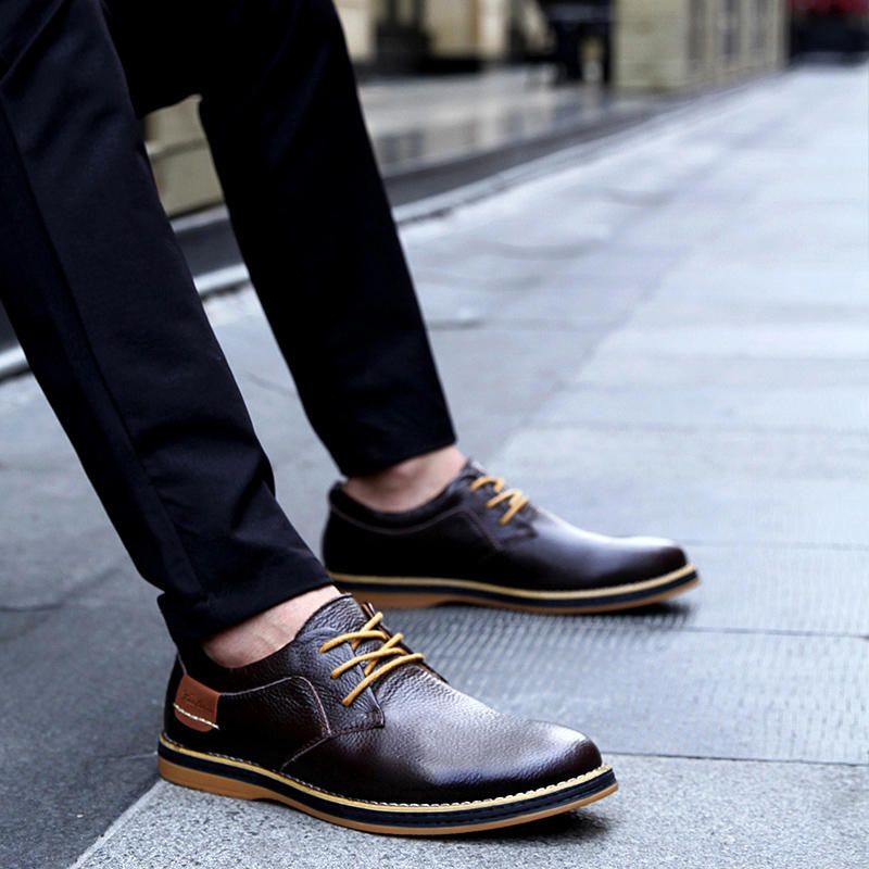 Bequeme Oxfords Freizeitschuhe Aus Echtem Leder Im Britischen Stil Für Herren