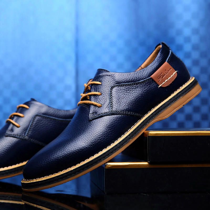 Bequeme Oxfords Freizeitschuhe Aus Echtem Leder Im Britischen Stil Für Herren