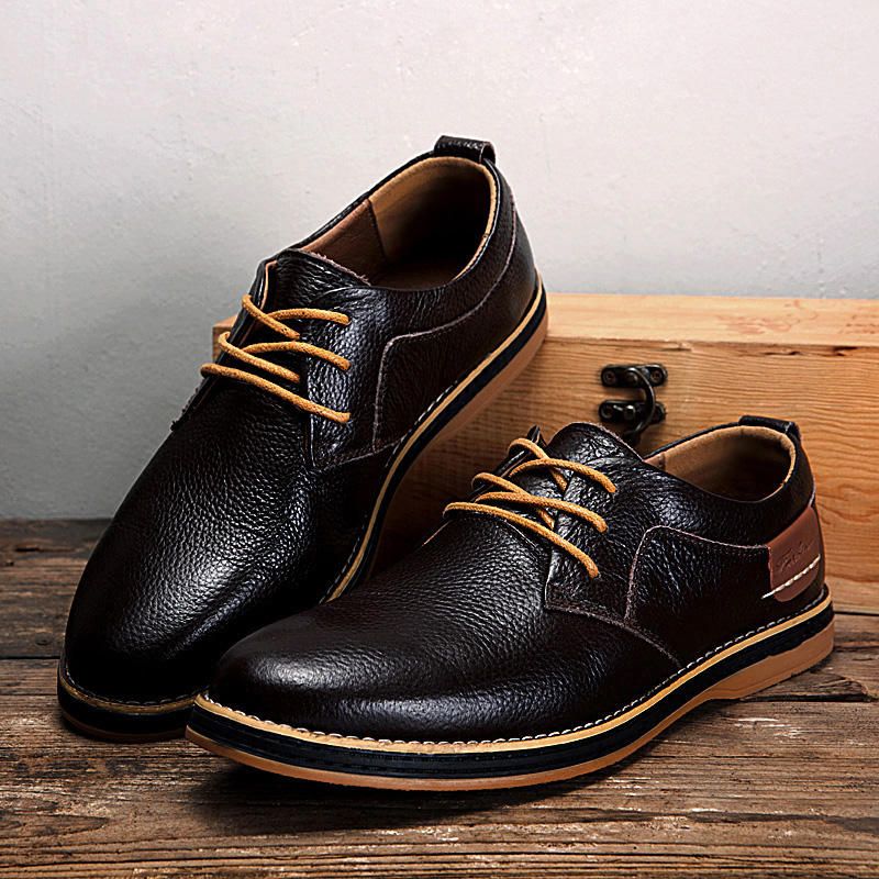 Bequeme Oxfords Freizeitschuhe Aus Echtem Leder Im Britischen Stil Für Herren