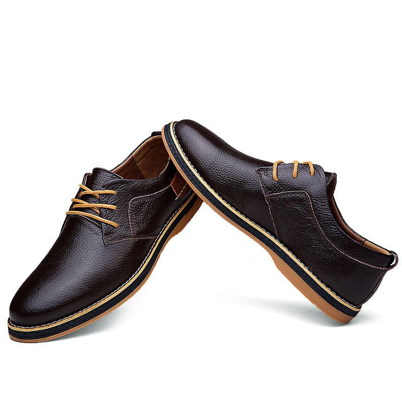 Bequeme Oxfords Freizeitschuhe Aus Echtem Leder Im Britischen Stil Für Herren