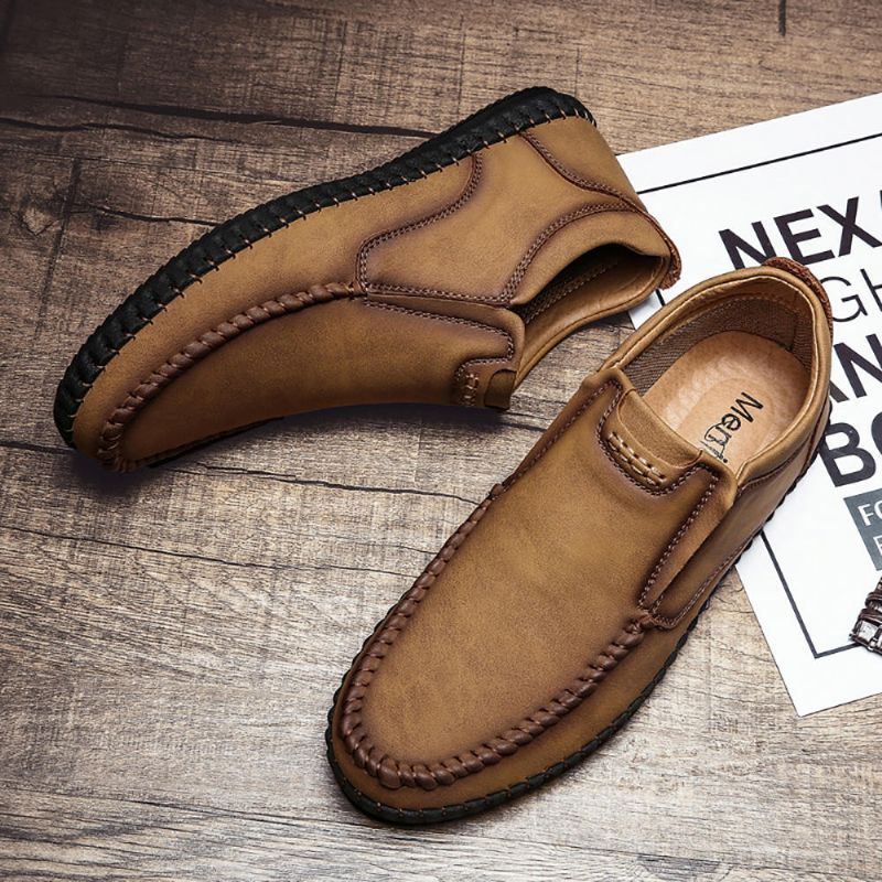 Bequeme Weiche Leder-business-casual-oxfords Mit Retro-nähten