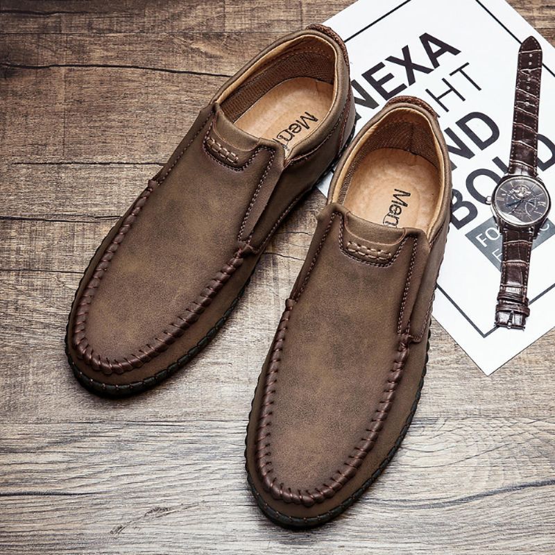 Bequeme Weiche Leder-business-casual-oxfords Mit Retro-nähten