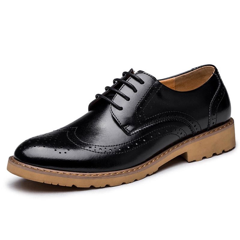 Brogue Carved Business Casual Oxfords Aus Echtem Leder