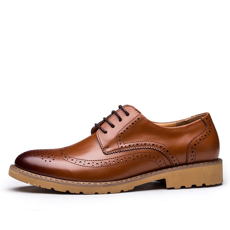 Brogue Carved Business Casual Oxfords Aus Echtem Leder