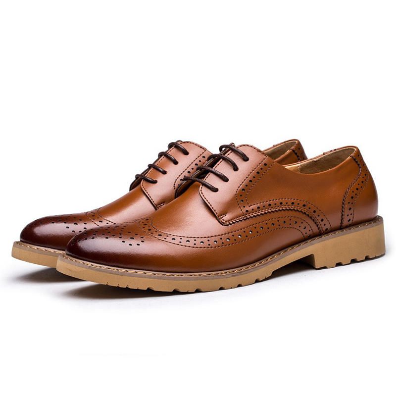 Brogue Carved Business Casual Oxfords Aus Echtem Leder