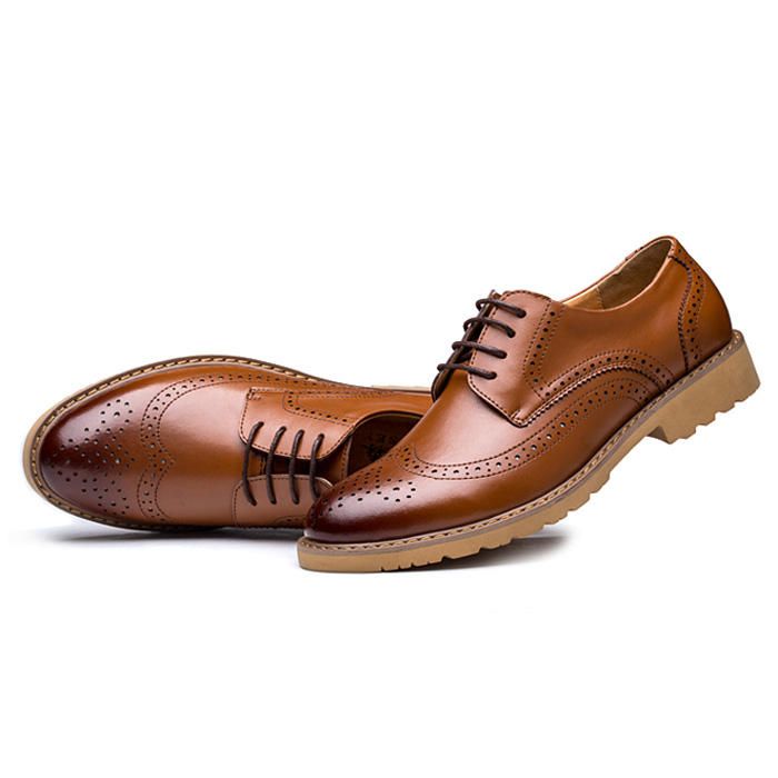 Brogue Carved Business Casual Oxfords Aus Echtem Leder