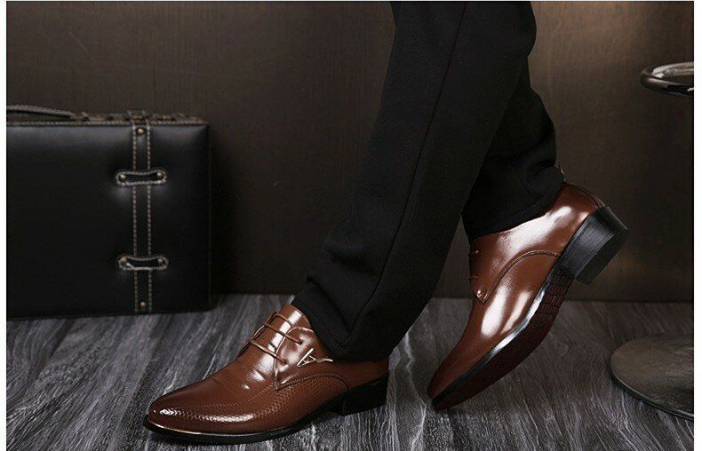 Business-kleid Für Herren Formelle Oxfords Leder-loafer Flache Geschnürte Freizeitschuhe