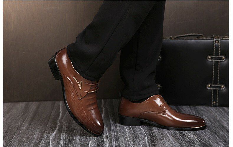 Business-kleid Für Herren Formelle Oxfords Leder-loafer Flache Geschnürte Freizeitschuhe