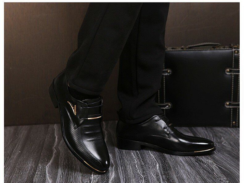 Business-kleid Für Herren Formelle Oxfords Leder-loafer Flache Geschnürte Freizeitschuhe