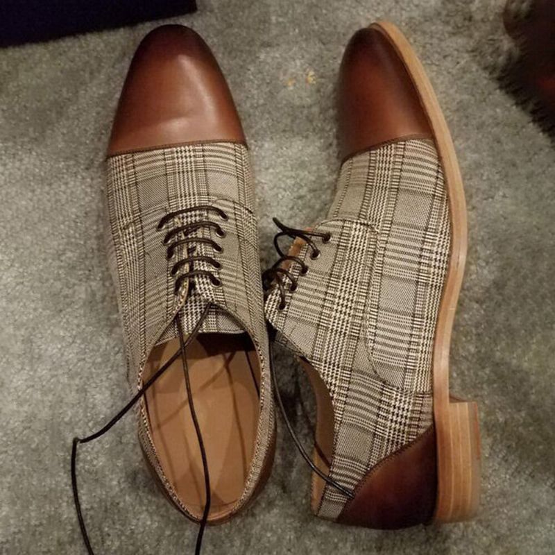 Herren Britischer Stil Cap Toe Bequeme Schnürschuhe Für Formelle Kleidung