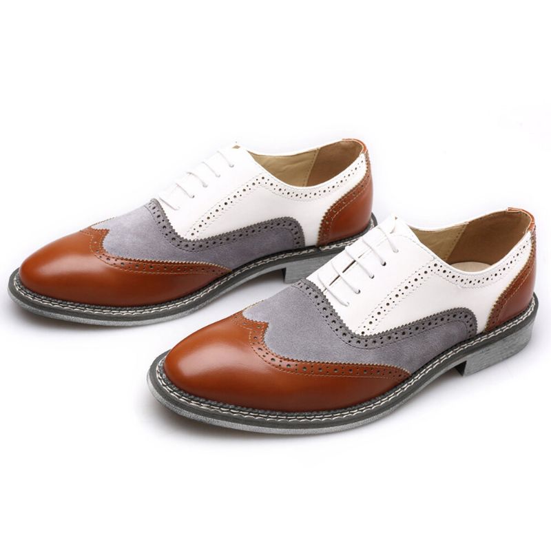 Herren Brogue Colorblock Oxfords Schnürschuhe Business Casual Formelle Schuhe