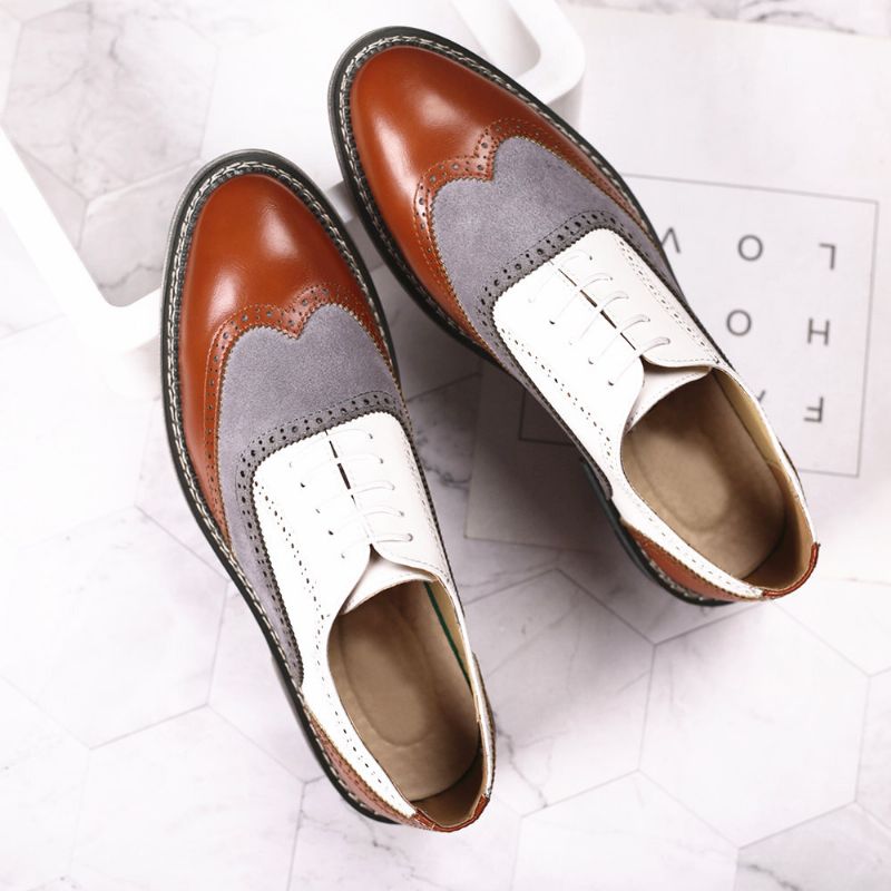 Herren Brogue Colorblock Oxfords Schnürschuhe Business Casual Formelle Schuhe