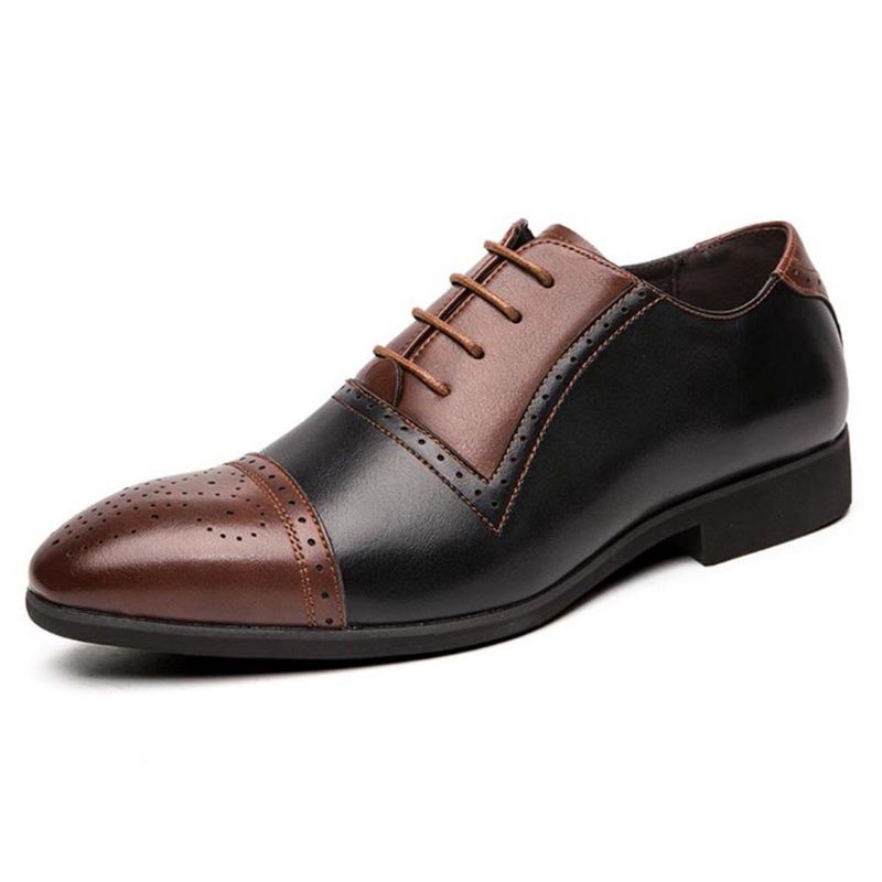 Herren Brogue Geschnitztes Mikrofaserleder Farbnähte Formelle Business-oxfords