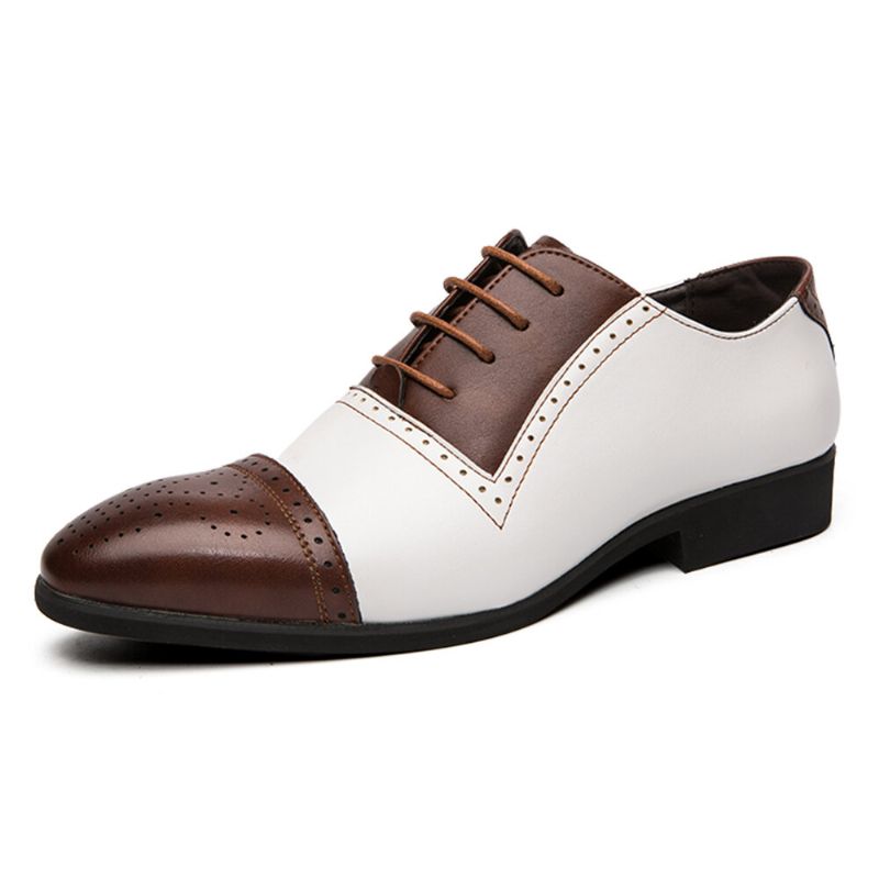 Herren Brogue Geschnitztes Mikrofaserleder Farbnähte Formelle Business-oxfords