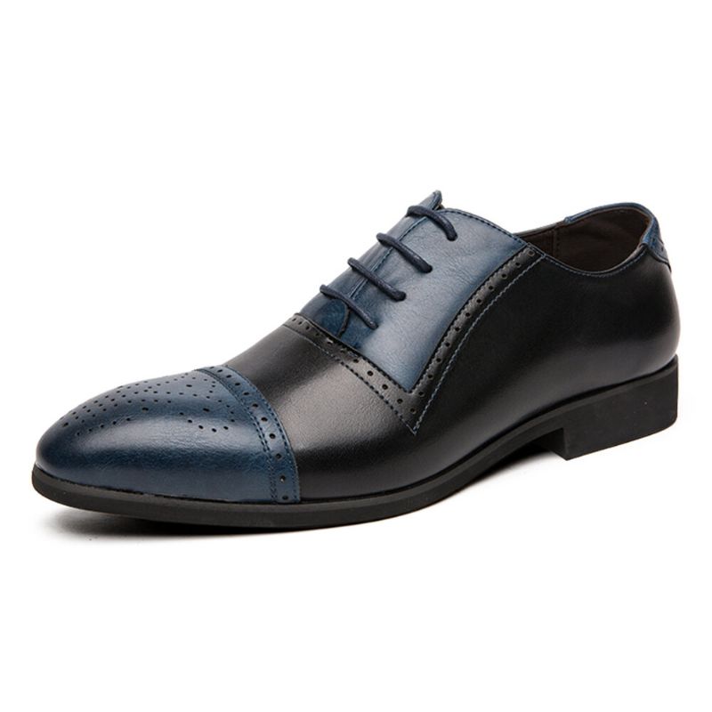 Herren Brogue Geschnitztes Mikrofaserleder Farbnähte Formelle Business-oxfords