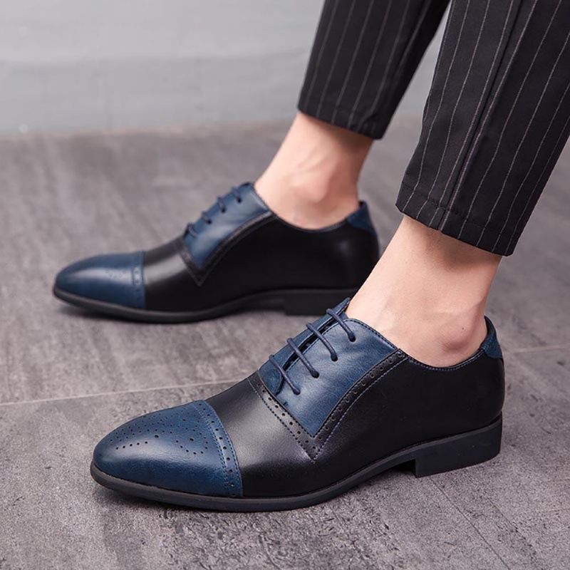 Herren Brogue Geschnitztes Mikrofaserleder Farbnähte Formelle Business-oxfords