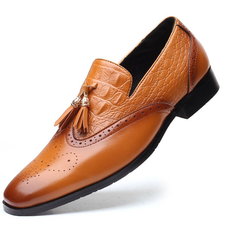 Herren Brogue Quaste Decor Dress Loafers Slip On Business Casual Formelle Schuhe