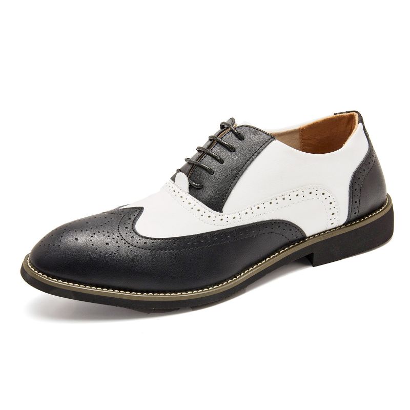 Herren-leder-vintage-brogue-gravierte Britische Business-schnürschuhe