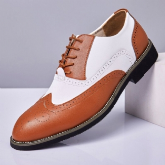 Herren-leder-vintage-brogue-gravierte Britische Business-schnürschuhe