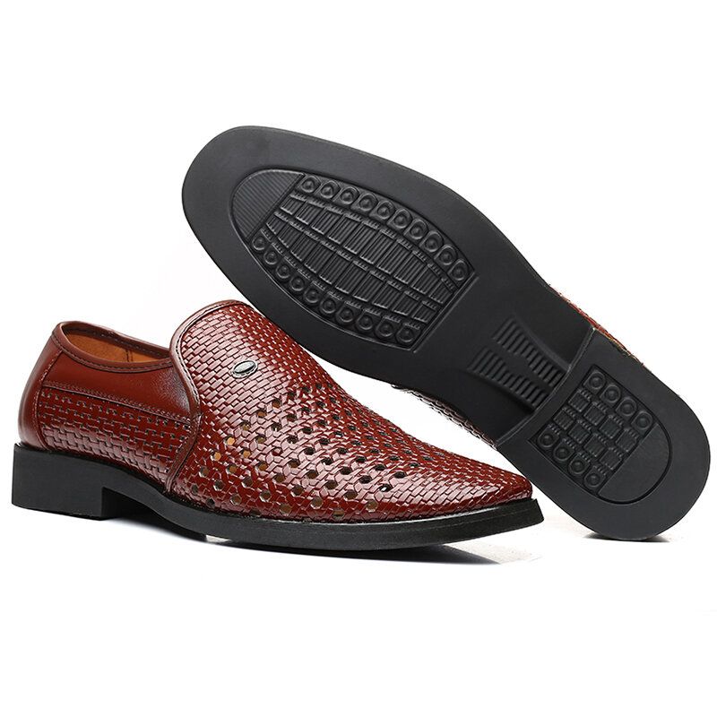 Herren Mikrofaser Leder Hohle Atmungsaktive Business Casual Schuhe